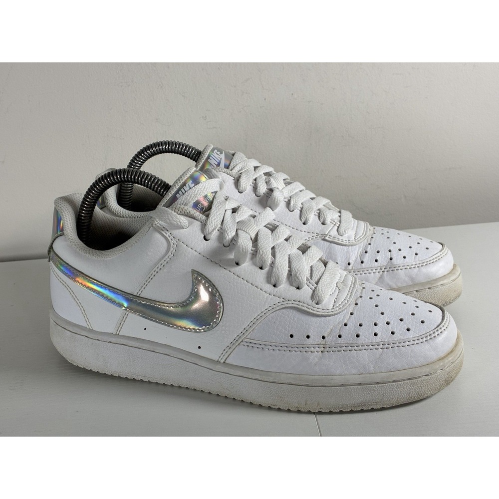 Nike Women's Court Vision Low Size 7.5 White/Iridescent Sneakers CW5596-100